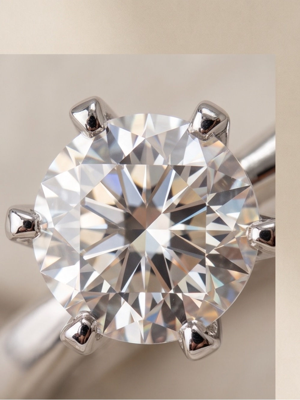 Moissanite 1 ct. Solitaire Ring Size 6 NEW With certificate of authenticity